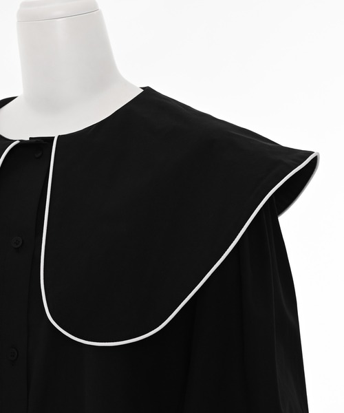 Narcissus（ナルシス）の「ビッグカラーラインブラウス/丸襟/フェミニン（シャツ/ブラウス・レディース・ホワイト/ブラック・FREE）」の16枚目の写真