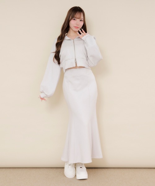 セール】【SET ITEM】bijou punch sweat set up / ビジュー付きポンチ