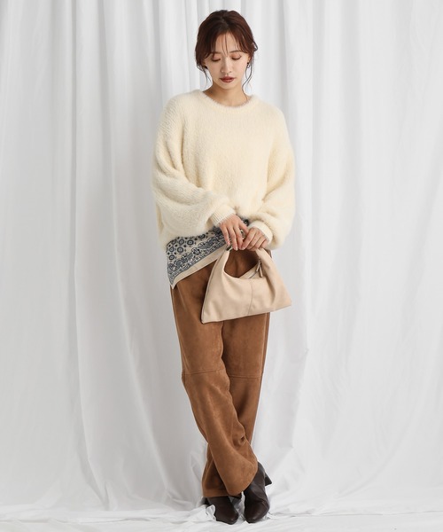 mysty woman（ミスティウーマン）の「フェイクレザーニーキリカエパンツ　600491（スラックス・レディース・ブラック系その他/ブラウン系その他・MEDIUM/SMALL）」の3枚目の写真