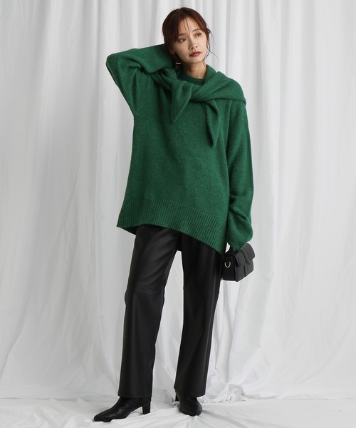 mysty woman（ミスティウーマン）の「フェイクレザーニーキリカエパンツ　600491（スラックス・レディース・ブラック系その他/ブラウン系その他・MEDIUM/SMALL）」の6枚目の写真