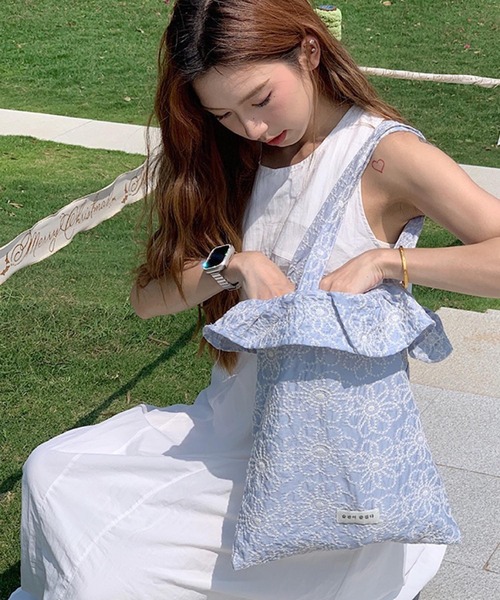 セール】Mignonjour/フリルフラワー刺繍トートバッグ M2855（トート