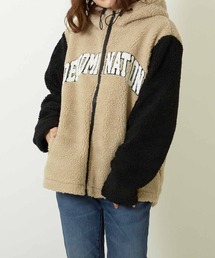 Bling Leads（ブリングリーズ）の「【RES】【Bling leads】オーバーサイズ刺繍ロゴボアフルZIPパーカー（ブルゾン）」