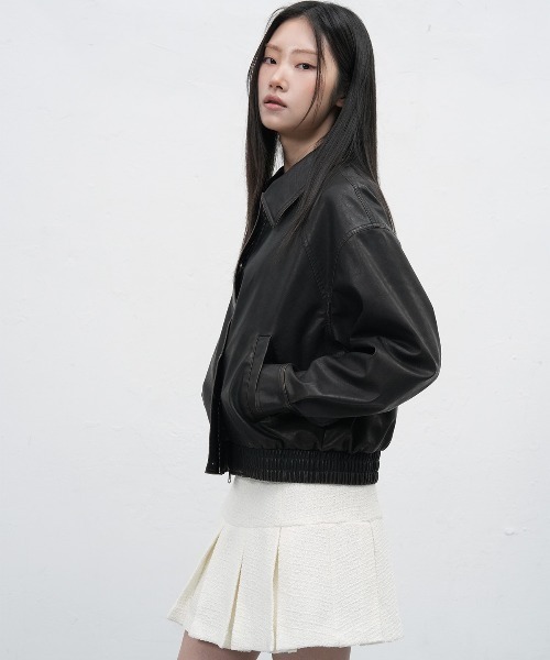 GENERAL IDEA（ジェネラルアイデア）の「【GENERAL IDEA】ヴィンテージウォッシングフェイクレザーブルゾン / VINTAGE WASHING FAKE LEATHER BLOUSON（ブルゾン・レディース・レンガ/ダークブラウン・L/M/S）」の4枚目の写真