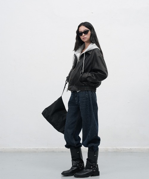 GENERAL IDEA（ジェネラルアイデア）の「【GENERAL IDEA】ヴィンテージウォッシングフェイクレザーブルゾン / VINTAGE WASHING FAKE LEATHER BLOUSON（ブルゾン・レディース・レンガ/ダークブラウン・L/M/S）」の7枚目の写真