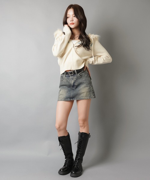 SPINNS（スピンズ）の「毎日使える王道デザイン☆【2サイズ展開】デニムタイトミニスカート/プレーン/平成ギャル/インナーパンツ付き（デニムスカート・レディース・ブルー系その他/ブラック・M/S）」の13枚目の写真