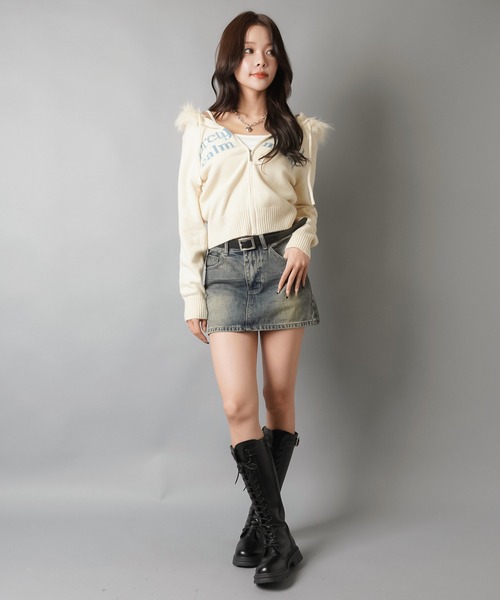 SPINNS（スピンズ）の「毎日使える王道デザイン☆【2サイズ展開】デニムタイトミニスカート/プレーン/平成ギャル/インナーパンツ付き（デニムスカート・レディース・ブルー系その他/ブラック・M/S）」の14枚目の写真