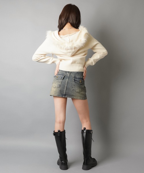 SPINNS（スピンズ）の「毎日使える王道デザイン☆【2サイズ展開】デニムタイトミニスカート/プレーン/平成ギャル/インナーパンツ付き（デニムスカート・レディース・ブルー系その他/ブラック・M/S）」の16枚目の写真