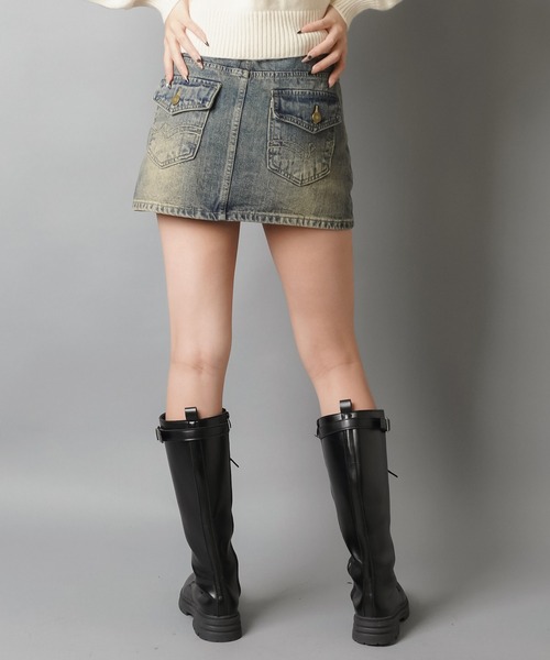 SPINNS（スピンズ）の「毎日使える王道デザイン☆【2サイズ展開】デニムタイトミニスカート/プレーン/平成ギャル/インナーパンツ付き（デニムスカート・レディース・ブルー系その他/ブラック・M/S）」の8枚目の写真