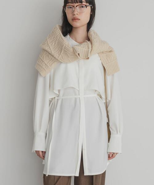 KBF（ケイビーエフ）の「レイヤードミニシャツワンピース（ワンピース・レディース・チャコールグレー/ブラウン/オフホワイト・ONE）」の8枚目の写真