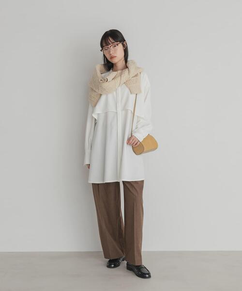 KBF（ケイビーエフ）の「レイヤードミニシャツワンピース（ワンピース・レディース・チャコールグレー/ブラウン/オフホワイト・ONE）」の9枚目の写真