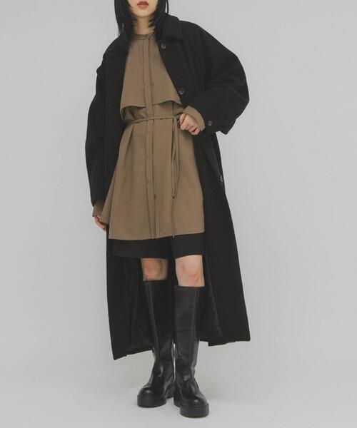 KBF（ケイビーエフ）の「レイヤードミニシャツワンピース（ワンピース・レディース・チャコールグレー/ブラウン/オフホワイト・ONE）」の13枚目の写真