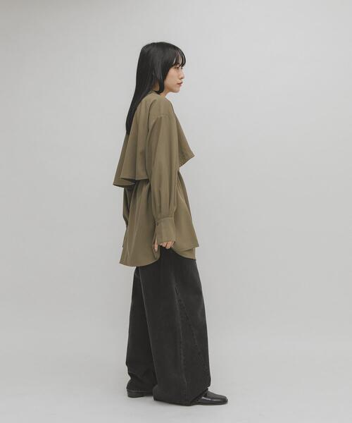 KBF（ケイビーエフ）の「レイヤードミニシャツワンピース（ワンピース・レディース・チャコールグレー/ブラウン/オフホワイト・ONE）」の17枚目の写真