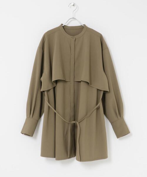 KBF（ケイビーエフ）の「レイヤードミニシャツワンピース（ワンピース・レディース・チャコールグレー/ブラウン/オフホワイト・ONE）」の19枚目の写真