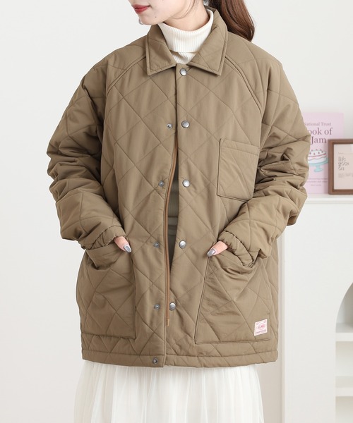 BIG MIKE(ビッグマイク)の「BIG MIKE キルティング ナイロンコーチジャケット(ナイロンジャケット・メンズ・チャコール/カーキ・XL/L/M)」の4枚目の写真