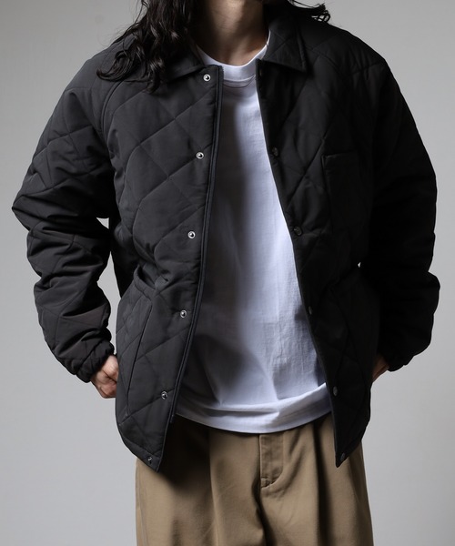 BIG MIKE(ビッグマイク)の「BIG MIKE キルティング ナイロンコーチジャケット(ナイロンジャケット・メンズ・チャコール/カーキ・XL/L/M)」の12枚目の写真