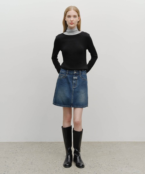 MARITHE + FRANCOIS GIRBAUD(マリテフランソワジルボー)の「W DENIM MINI SKIRT(スカート・レディース・ダークブルー/Black・SMALL/MEDIUM)」の16枚目の写真