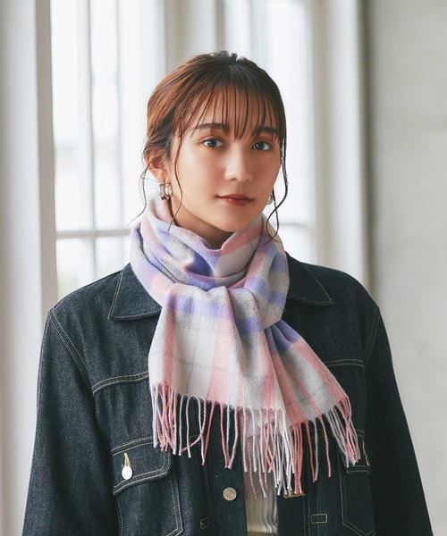HERMES カシミヤ マフラー グレー ピンク　　 99,000円　新規購入品 HERMES エルメス バイカラー マフラー レクトヴェルソ グリシネ