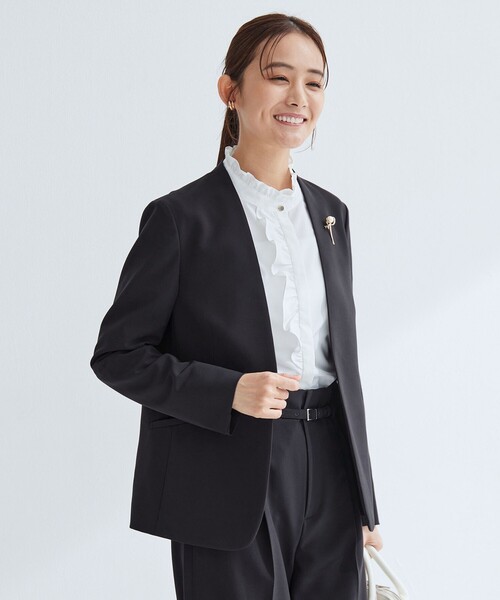 size SHORTあり］パウドレ ノーラペル ジャケット ウォッシャブル