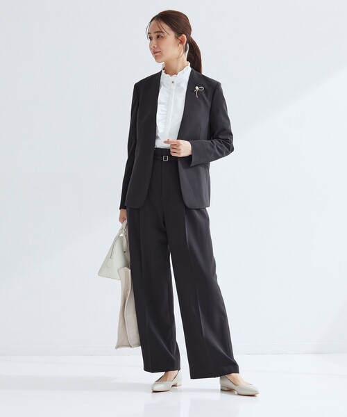 green label relaxing（グリーンレーベルリラクシング）の「［size SHORTあり］パウドレ ノーラペル ジャケット ウォッシャブル ストレッチ（ノーカラージャケット・レディース・ネイビー/ナチュラル/ブラック・46/44/42/40/38/36/34/SHORT）」の19枚目の写真