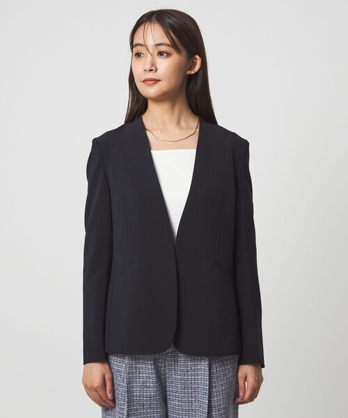 green label relaxing（グリーンレーベルリラクシング）の「［size SHORTあり］パウドレ ノーラペル ジャケット ウォッシャブル ストレッチ（ノーカラージャケット・レディース・ネイビー/ナチュラル/ブラック・46/44/42/40/38/36/34/SHORT）」の10枚目の写真