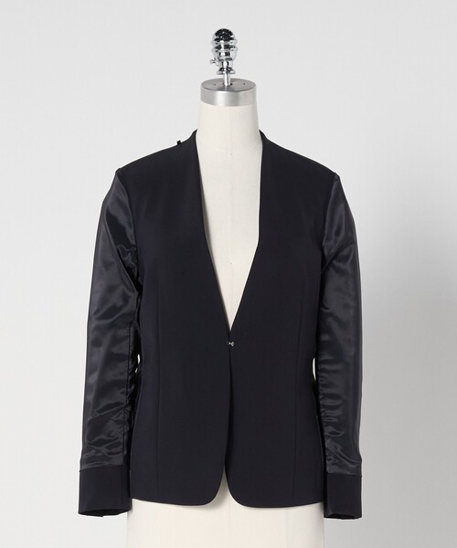green label relaxing（グリーンレーベルリラクシング）の「［size SHORTあり］パウドレ ノーラペル ジャケット ウォッシャブル ストレッチ（ノーカラージャケット・レディース・ネイビー/ナチュラル/ブラック・46/44/42/40/38/36/34/SHORT）」の15枚目の写真