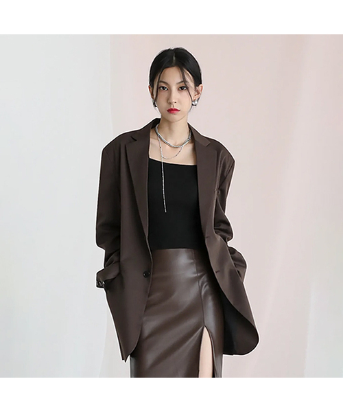 Boyfriend Single Blazer BROWN（テーラードジャケット）｜AVANDRESS 