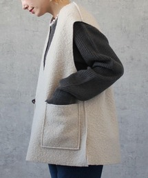 ボアベスト Vネック ベスト レディース 冬 秋 暖かい かわいい おしゃれ シンプル 無地 ゆったり 上品 ノースリーブ トップス 重ね着 レイヤード フリーサイズ