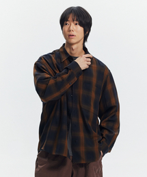 LYOCELL CHECK RELAXED SHIRT _ BLACK