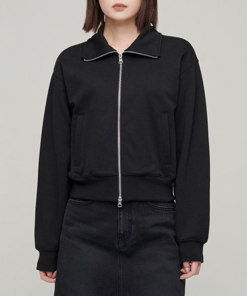 MUSINSA STANDARD WOMAN（ムシンサスタンダードウーマン）の「ウィメンズフラットテリー ハイネックスウェットジップアップ[ブラック]（スウェット・レディース・その他・SMALL/MEDIUM/LARGE/X-SMALL）」の2枚目の写真