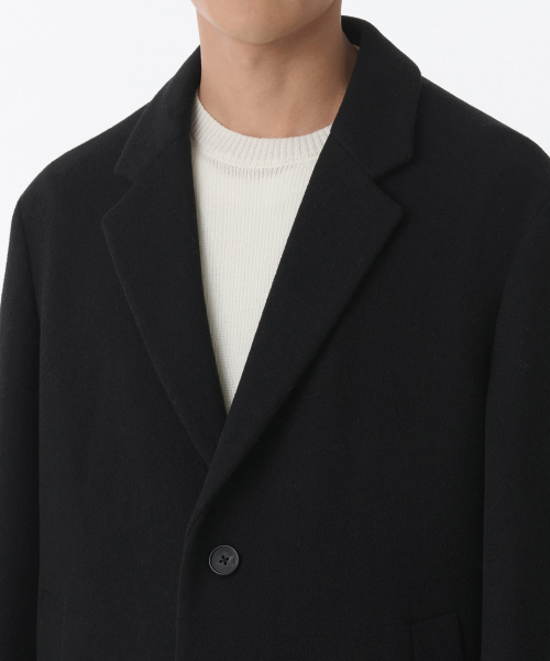 MUSINSA STANDARD（ムシンサスタンダード）の「デイリーシングルコート[ブラック]（チェスターコート・メンズ・その他・MEDIUM/LARGE/X-LARGE/XX-LARGE）」の6枚目の写真