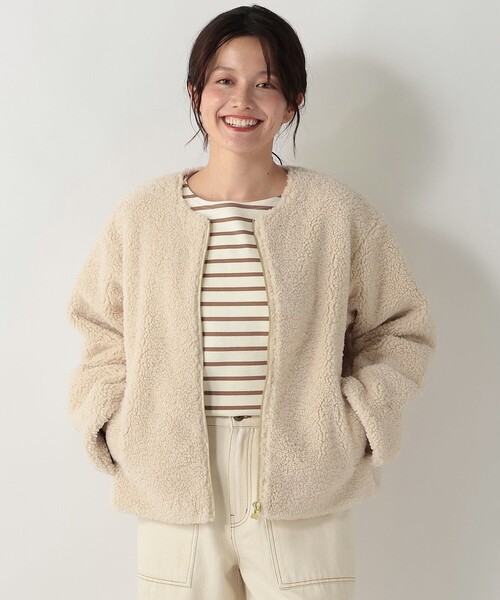 Afternoon Tea（アフタヌーンティー）の「ボアノーカラージャケット（その他アウター・レディース・ライトブラウン/ライトベージュ・MEDIUM）」の2枚目の写真