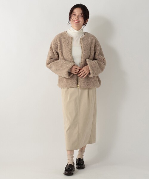 Afternoon Tea（アフタヌーンティー）の「ボアノーカラージャケット（その他アウター・レディース・ライトブラウン/ライトベージュ・MEDIUM）」の8枚目の写真