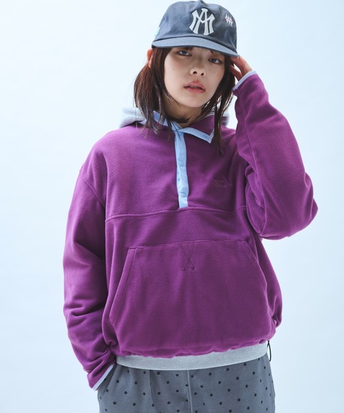 common gull products.(コモンガルプロダクツ)の「さみしさの気配がするフリース(その他アウター・レディース・パープル系/グレー系/ネイビー/チャコール・SMALL/MEDIUM/LARGE)」の4枚目の写真