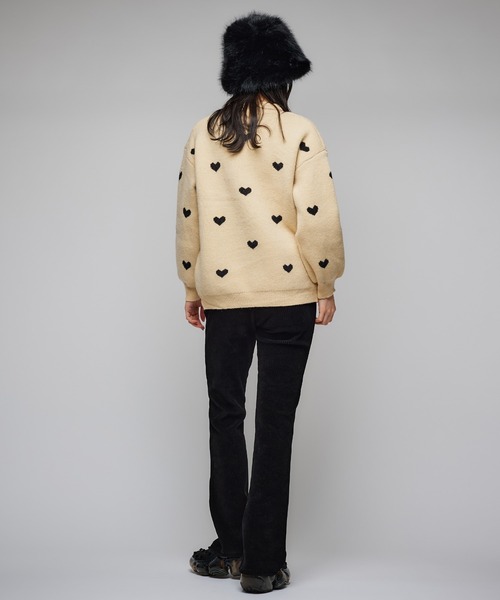 Narcissus（ナルシス）の「ハートニットトップス/フェミニン（ニット/セーター・レディース・ベージュ/ブラック・FREE）」の6枚目の写真