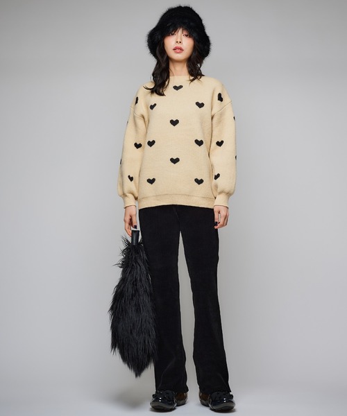 Narcissus（ナルシス）の「ハートニットトップス/フェミニン（ニット/セーター・レディース・ベージュ/ブラック・FREE）」の5枚目の写真