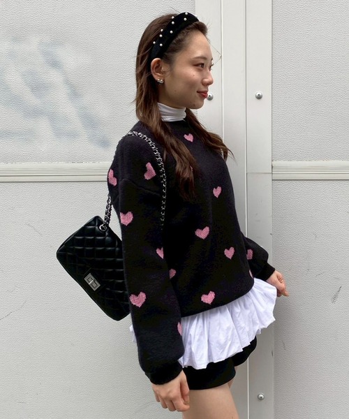 Narcissus（ナルシス）の「ハートニットトップス/フェミニン（ニット/セーター・レディース・ベージュ/ブラック・FREE）」の15枚目の写真