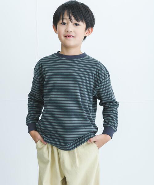 URBAN RESEARCH DOORS（アーバンリサーチドアーズ）の「『WEB/一部店舗限定サイズ』起毛ボーダープルオーバー(KIDS)（Tシャツ/カットソー・キッズ・グレー系その他/ホワイト系その他・105/150/120/135）」の2枚目の写真