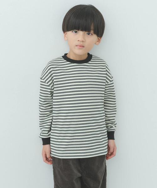 URBAN RESEARCH DOORS（アーバンリサーチドアーズ）の「『WEB/一部店舗限定サイズ』起毛ボーダープルオーバー(KIDS)（Tシャツ/カットソー・キッズ・グレー系その他/ホワイト系その他・105/150/120/135）」の3枚目の写真