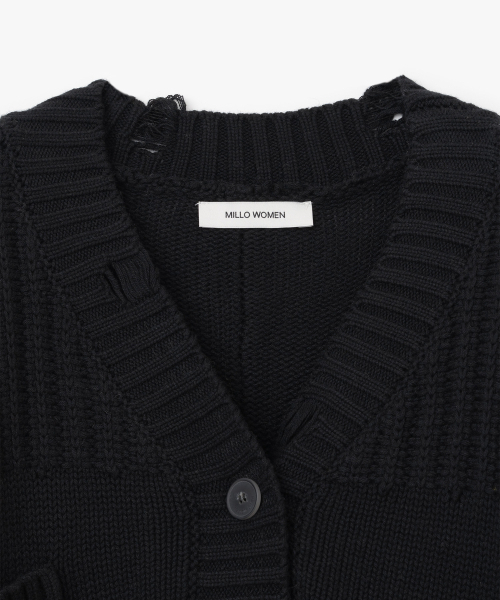 MILLO WOMEN（ミロウーマン）の「ミックスドクロップルーズカーディガン[ブラック]（カーディガン/ボレロ・レディース・その他・ONE SIZE）」の3枚目の写真