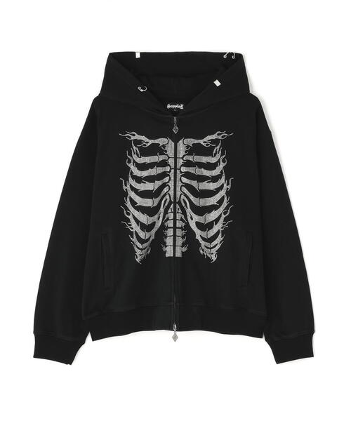 SUPPLIER/サプライヤー/Fire Skaleton RhineStone Zip Hoodie