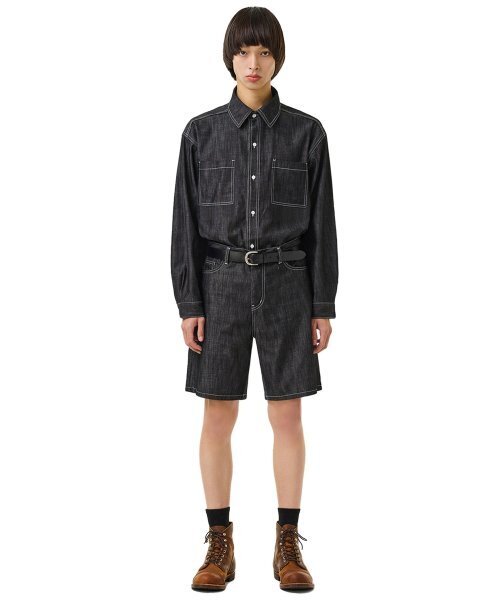 LAUGHER（ラファー）の「[夏][ノンフェード] ツーポケットデニムワークシャツ長袖 - ブラック（シャツ/ブラウス・レディース・その他・LARGE/MEDIUM/X-LARGE）」の9枚目の写真