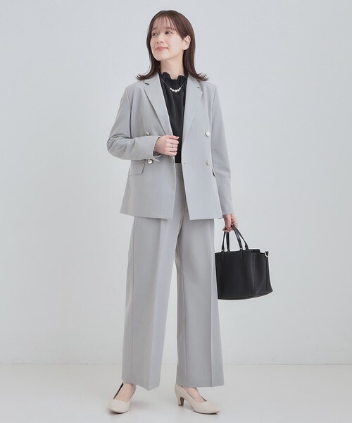 SHOO・LA・RUE（シューラルー）の「【セットアップ可/S-LL/洗濯機可】サッと軽やかに羽織りやすい Wブレストジャケット（テーラードジャケット・レディース・ライトグレー/ネイビー・01/04/03/02）」の18枚目の写真