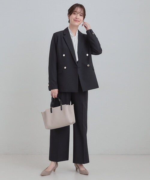 SHOO・LA・RUE（シューラルー）の「【セットアップ可/S-LL/洗濯機可】サッと軽やかに羽織りやすい Wブレストジャケット（テーラードジャケット・レディース・ライトグレー/ネイビー・01/04/03/02）」の22枚目の写真