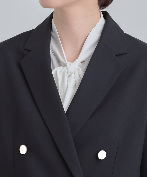 SHOO・LA・RUE（シューラルー）の「【セットアップ可/S-LL/洗濯機可】サッと軽やかに羽織りやすい Wブレストジャケット（テーラードジャケット・レディース・ライトグレー/ネイビー・01/04/03/02）」の15枚目の写真