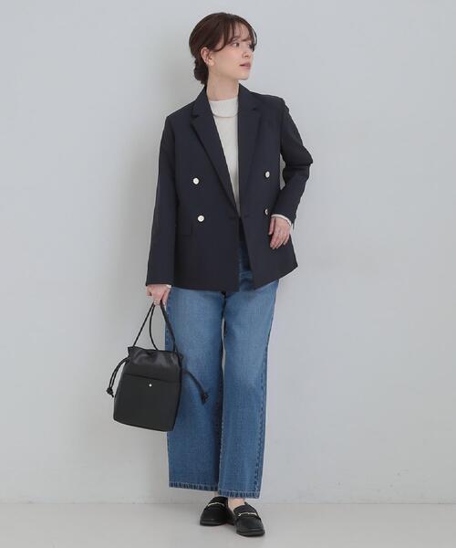 SHOO・LA・RUE（シューラルー）の「【セットアップ可/S-LL/洗濯機可】サッと軽やかに羽織りやすい Wブレストジャケット（テーラードジャケット・レディース・ライトグレー/ネイビー・01/04/03/02）」の8枚目の写真