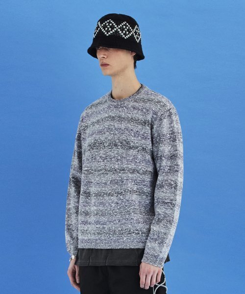 UNALLOYED(アナロイド)の「フラワーグラデーションストライプニット / グレー(ニット/セーター・メンズ・その他・LARGE/MEDIUM)」の2枚目の写真