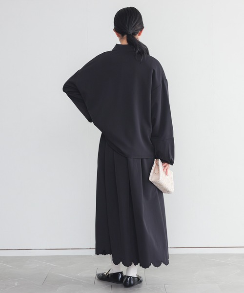 somari imagination（ソマリ イマジネーション）の「『ランタンスリーブジャケット裾スカラップワンピースセットアップ』（ドレス・レディース・チャコールグレー/ブラック・2/1）」の10枚目の写真