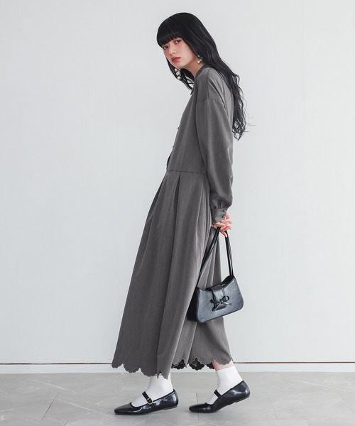 somari imagination（ソマリ イマジネーション）の「『ランタンスリーブジャケット裾スカラップワンピースセットアップ』（ドレス・レディース・チャコールグレー/ブラック・2/1）」の18枚目の写真