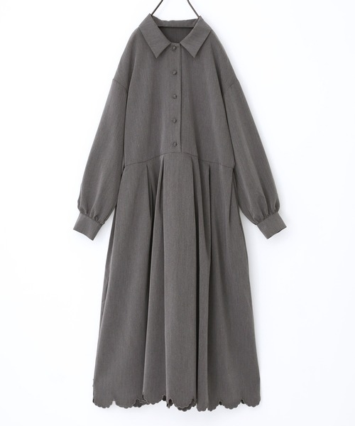 somari imagination（ソマリ イマジネーション）の「『ランタンスリーブジャケット裾スカラップワンピースセットアップ』（ドレス・レディース・チャコールグレー/ブラック・2/1）」の3枚目の写真