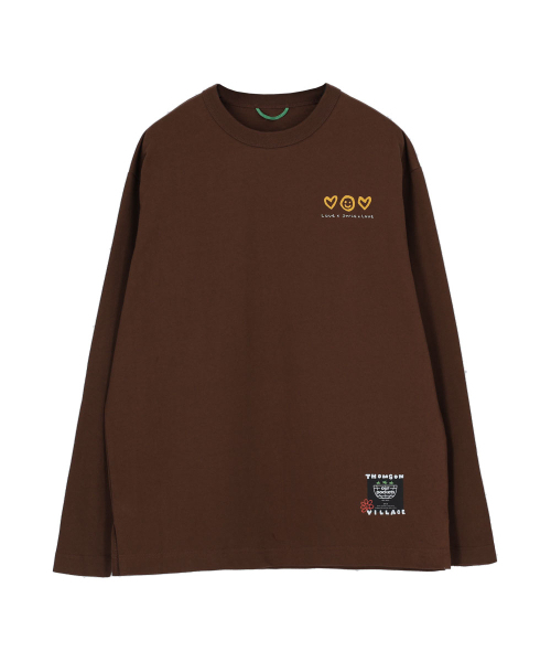 OURPOCKETS(アワーポケッツ)の「トムソンビレッジ ラブXスマイル ラウンドTシャツ (ブラウン)(Tシャツ/カットソー・レディース・ブラウン・MEDIUM/X-LARGE)」の1枚目の写真